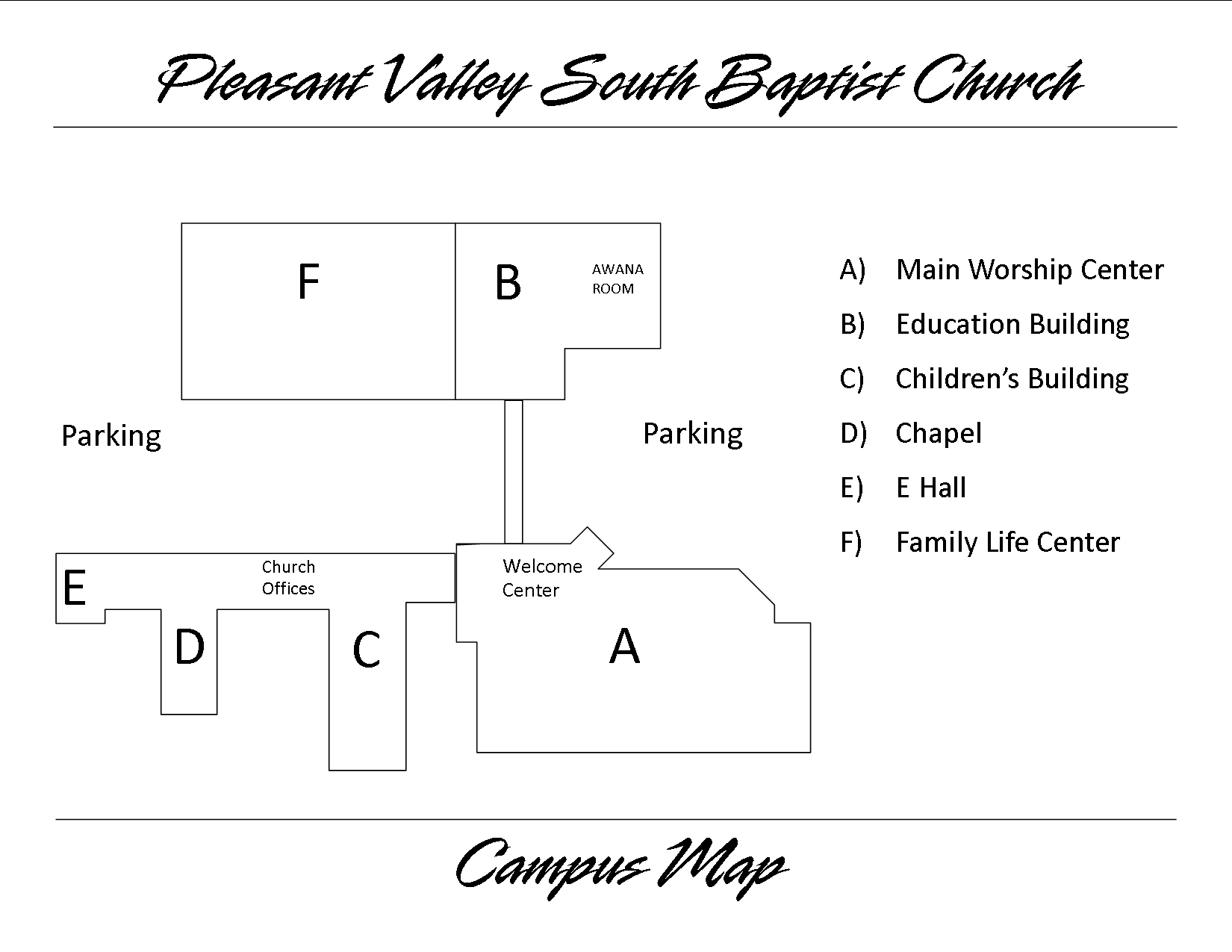 Sample Church Map Church Campus Map – Pleasant Valley South Baptist Church